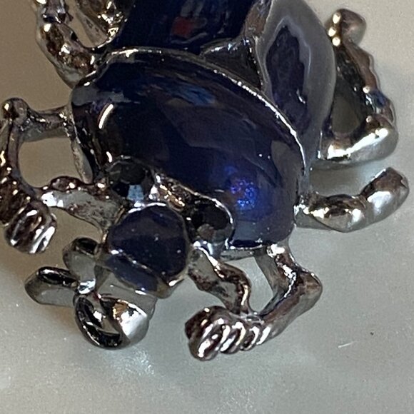 Beetle Bug Jewelry Pin Brooch Silver and Blue Color Metal Accessory Womens - Picture 15 of 16